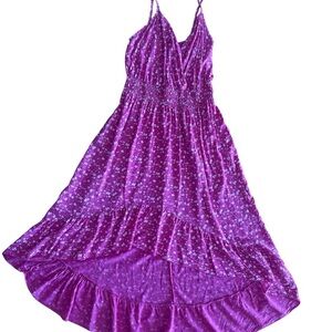 Asymmetrical floral pink and white dress